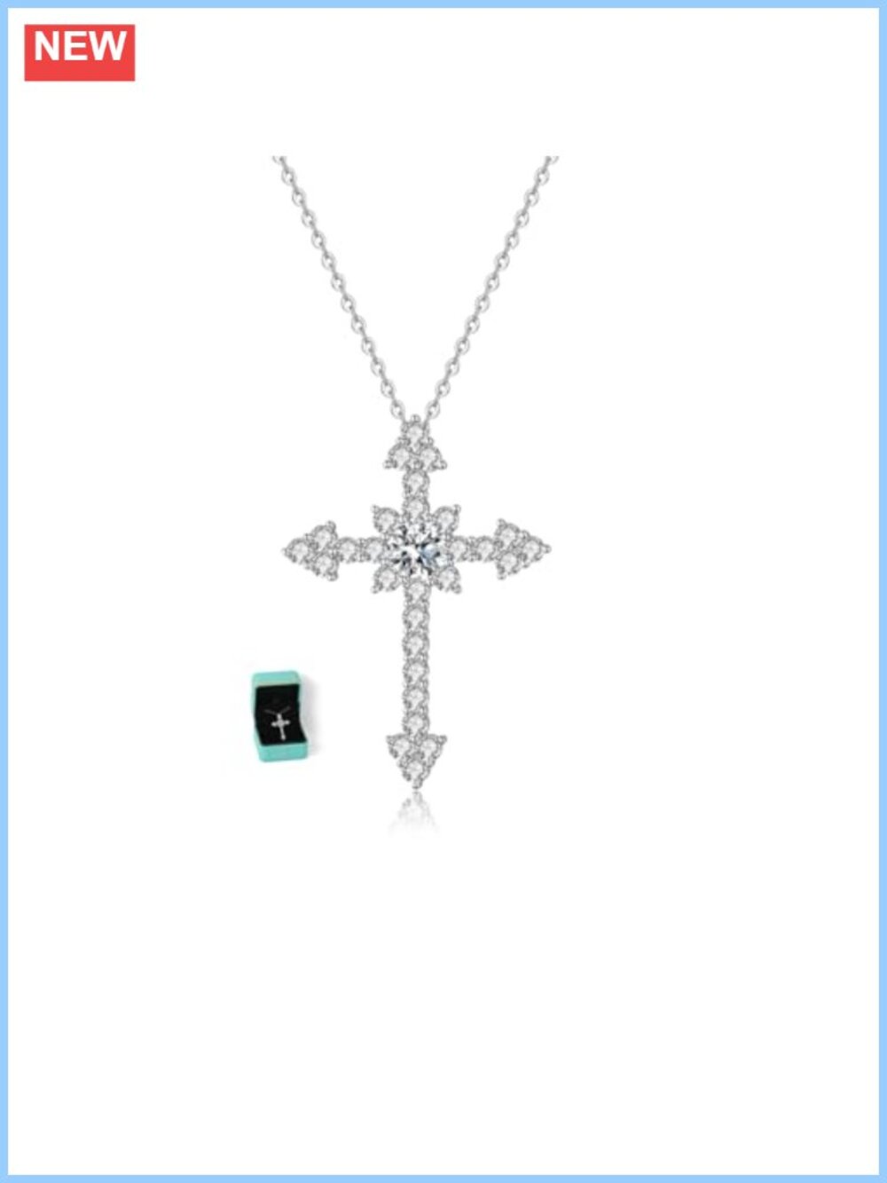 Moissanite Cross Necklace 925 Sterling Silver Pendant Religious Gift for Women